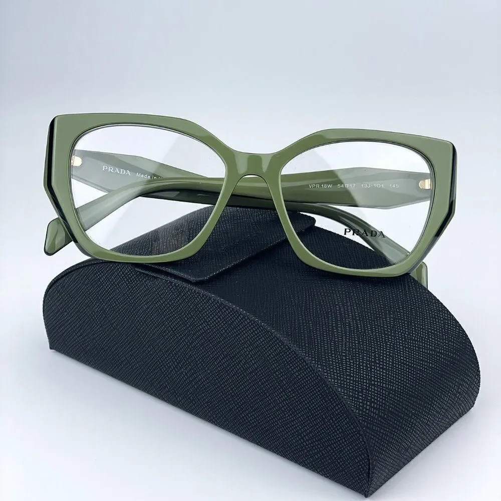 NEW Prada PR18WV 13J1O1 Sage Green Black Cat Eye Women Eyeglasses